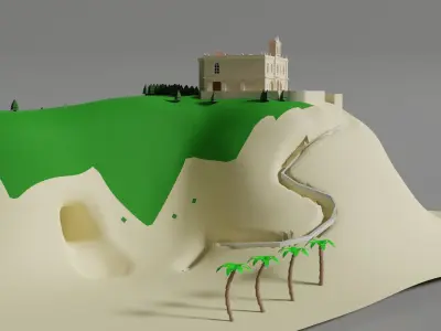 Sanctuary on a rock 3D model