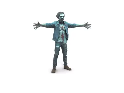 Zombie Commuter in Torn Clothes Low-poly 3D model