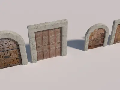 Old Ancient Wood and Steel Iron Doors 3D model