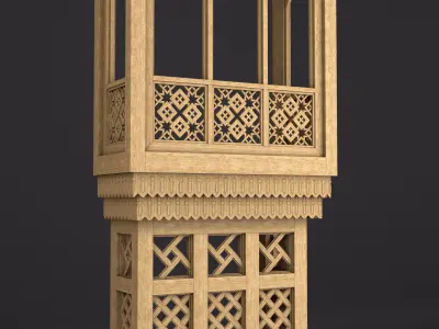 Mashrabiya 5 ornate wooden building with balcony 3D model