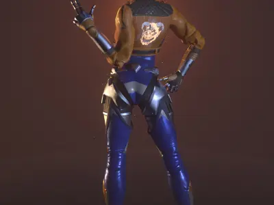 Robot Famele CyberPunk PBR  Unity Texture GameReady Low-poly 3D model