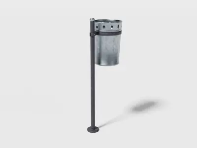 Street waste basket Low-poly 3D model