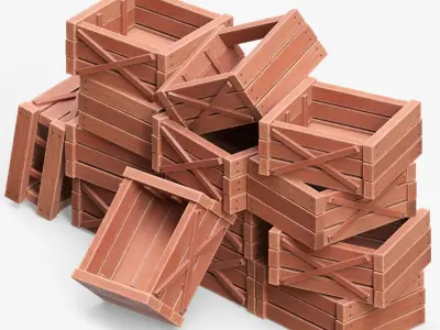Wooden Boxes 3D model