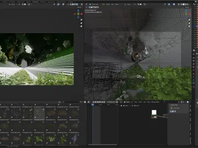 forest tea garden in middle of 3D model