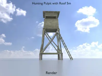 Hunting Pulpit with Roof 5m Low-poly 3D model