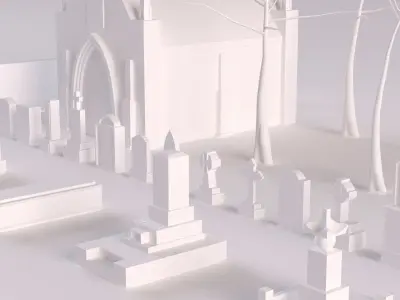 Cemetery collection set of figurines and statues 3D model