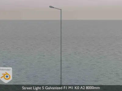 Street Light 5 Galvanized F1 M1 K0 A2 8000mm Low-poly 3D model