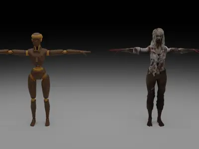 Robot and Zombie Character Pack Low-poly 3D model