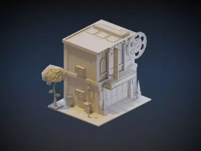 Stylish Cinema  Low-poly 3D model