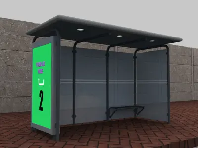 Bus Stop Modern4 Low-poly 3D model