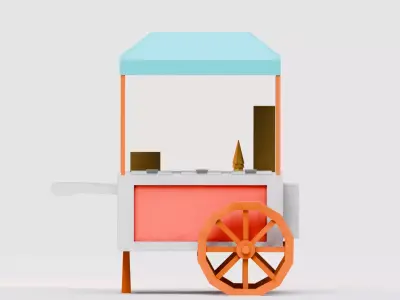 Amusement Park - Food Cart 3 Low-poly 3D model