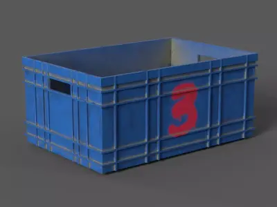low-poly box crate with number Low-poly 3D model