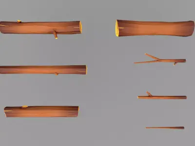 Cartoon Log Styled set  Low-poly 3D model