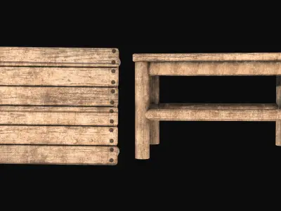 Medieval Market- Leather Hanger and Stool Free 3D model