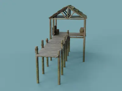 Wooden Docks Low-poly 3D model