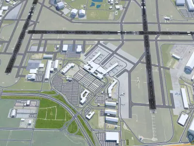 Tulsa Airport 12km Low-poly 3D model