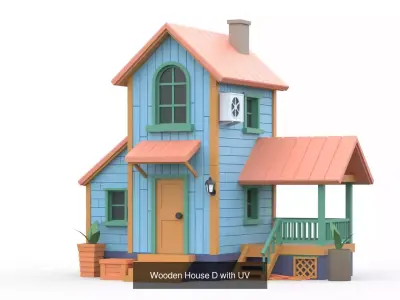 Wooden Cabin House with UV 3D Model Pack