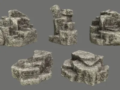 Rock Set Low-poly 3D model