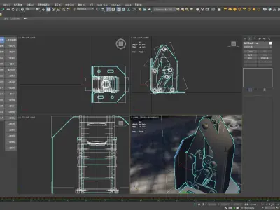 Non perforated 90 degree hinge 3D model
