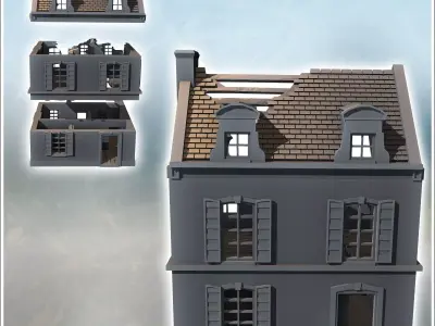 Two-story building with baroque-style roof windows and rear anne 3D print model purchase