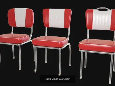 Retro Diner 50s furniture bundle 3D Model Pack