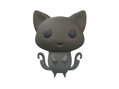 Double Tail Cat Ghost Character v1 004 Low-poly 3D model