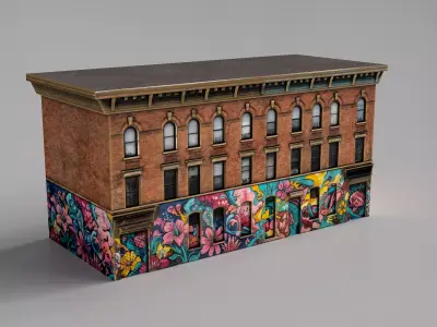 Street wall building Low-poly 3D model Low-poly 3D model
