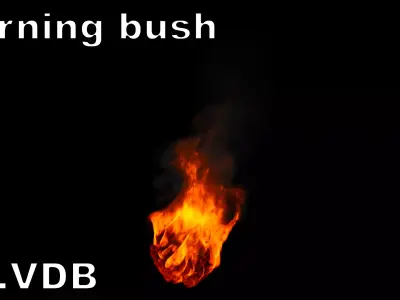 High-Resolution Burning bush - vdb animated 3D model