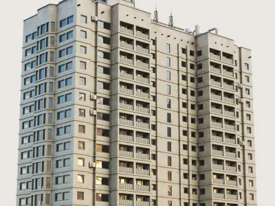 Building Skyscraper City Town Downtown Office Space Work Street Low-poly 3D model