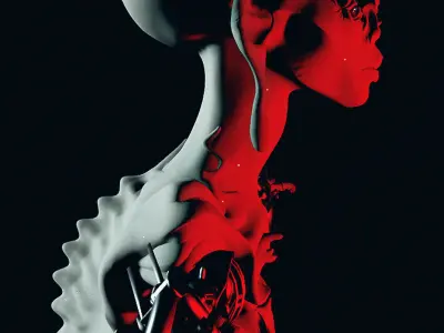 Sci-Fi Alien with Robotic Limbs 3D model