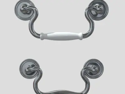 Handle Set 3 pair of chrome handles Low-poly 3D model