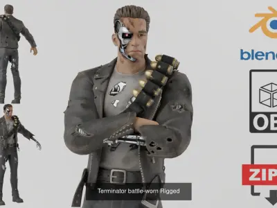 Terminator Characters T-800 Sarah Connor 3D Model Pack