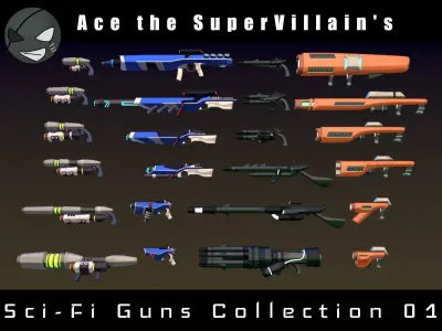 ASV SciFi Guns Volume 01 Low-poly 3D model