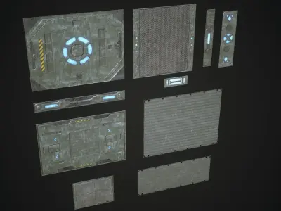 Sci Fi Panels Modular Low-poly 3D model