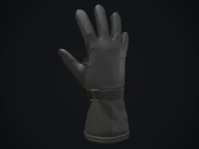 Black winter gloves Low-poly 3D model