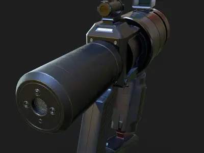 High Poly Sci-fi Revolver PBR 3D model