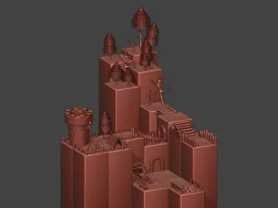  Medieval action RPG environment set Low-poly 3D model