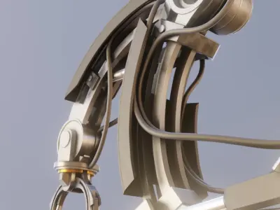 Rigged Industrial Robot Arm Alu Version Low-poly 3D model