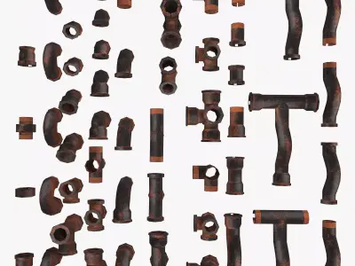 Pipe connections Low-poly 3D model