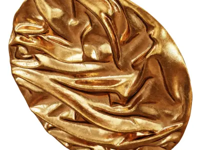 Decorative plaster round panel gold paint 3D model