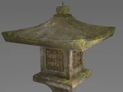 Japanese Stone Lantern Low-poly 3D model