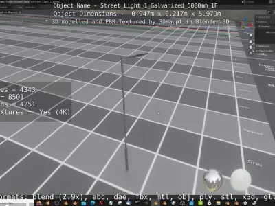Street Light 1 Galvanized 5000mm 1F Low-poly 3D model