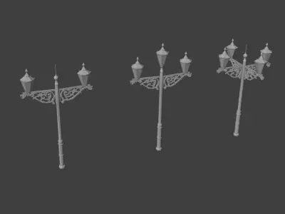 Victorian lucerns street lamp set 3D model