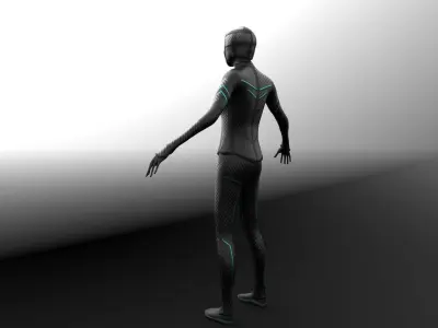 Female sci-fi suit low-poly character Low-poly 3D model
