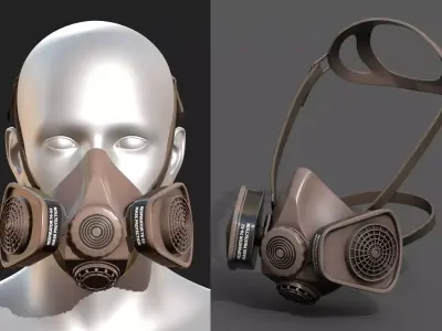 Gas mask protection isolated equipment armor scifi  Low-poly 3D model