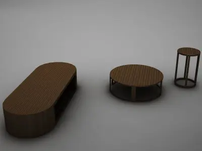 wood coffe table collection Low-poly 3D model