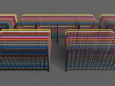 PBR Pedestrian Guard Rail Clean-Rusty 3D Model Pack