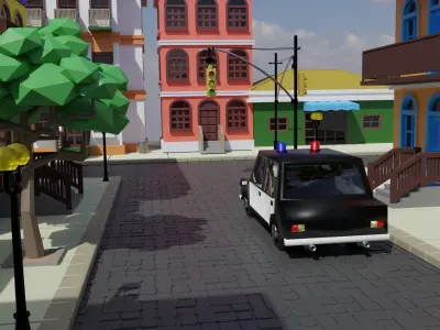 Old Street Low Poly Low-poly 3D model