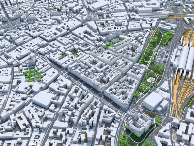 Prague Downtown Praha Czechia Low-poly 3D model