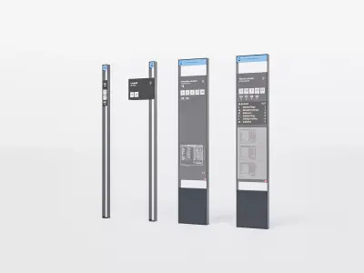 Prague tram and bus stop signs set 3D model